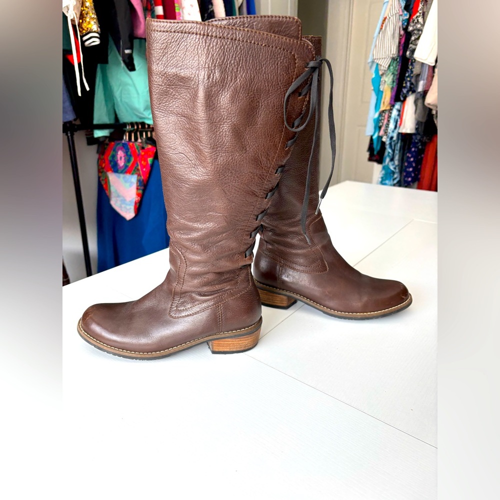 Wolky Brown Boot With Tie Detail Size 39/8